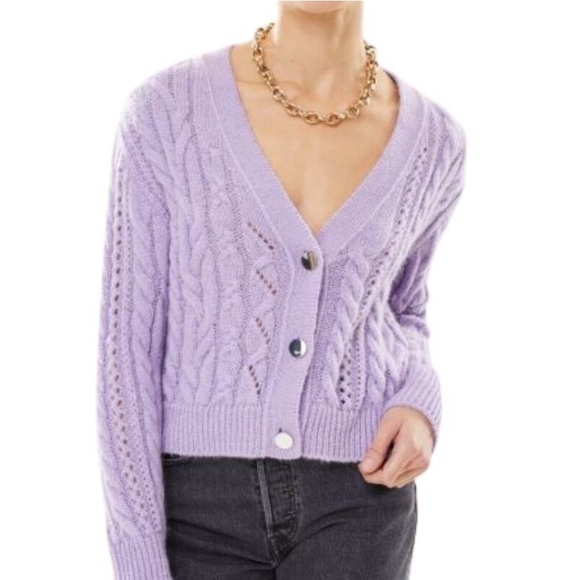 The Kooples Wool Blend Cardigan! Lilac Size L - Picture 1 of 4